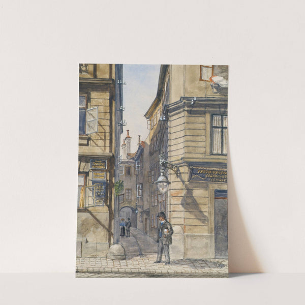 Die Brunngasse mit dem ersten vegetarischen Restaurant in Wien by Gustav Korompay