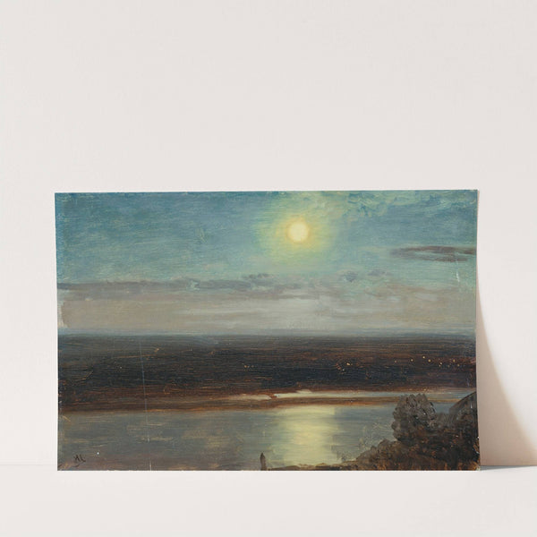 Die Donau mit dem Marchfeld bei Nacht (1870) by Anton Hlavacek