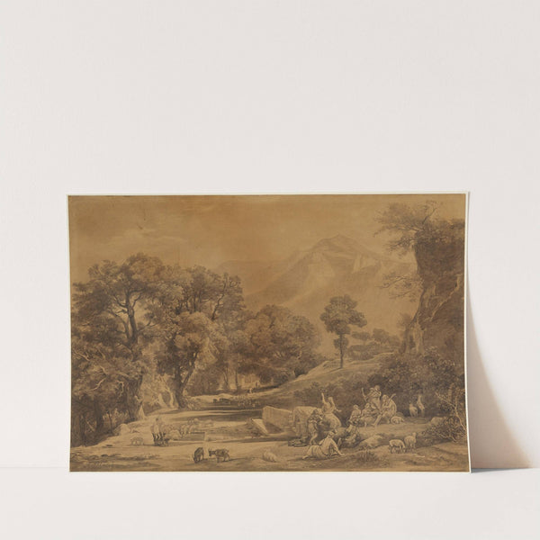 Die erste Predigt im Stamme Seth vor Hirten im Gebirge (1. Mose 4, 26) by Johann Wilhelm Schirmer