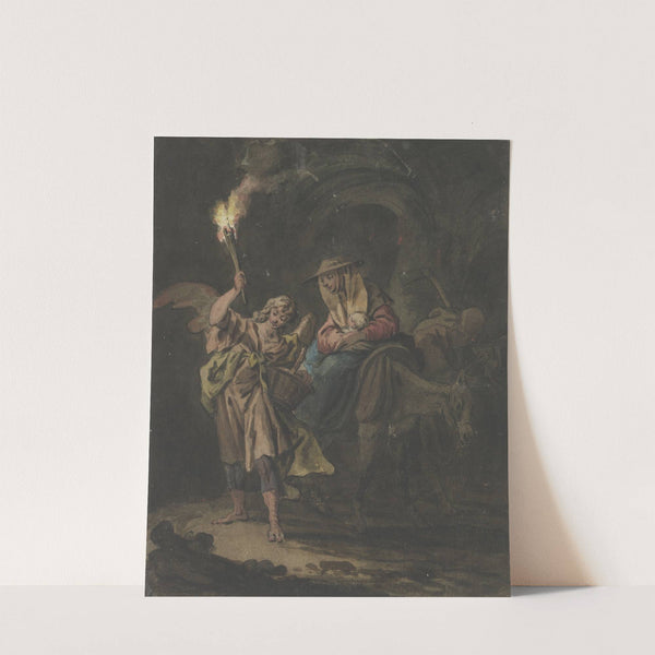 Die Flucht nach Ägypten, mit einem Engel als Fackelträger by Gottlieb Welté