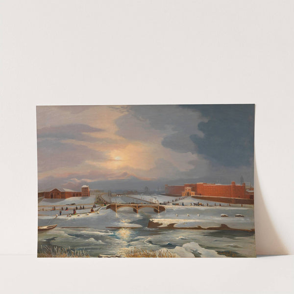 Die Franz Josephs-Kaserne mit Hauptzollamt und Radetzkybrücke im Winter (1862) by Tina Blau