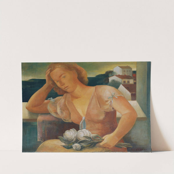 Die Gattin des Künstlers mit Blumen by Viktor Planckh