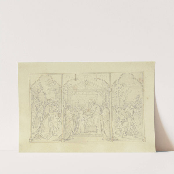 Die Geburt Christi mit einer Anbetung der Hirten sowie der Heiligen drei Könige (1843) by Alfred Rethel