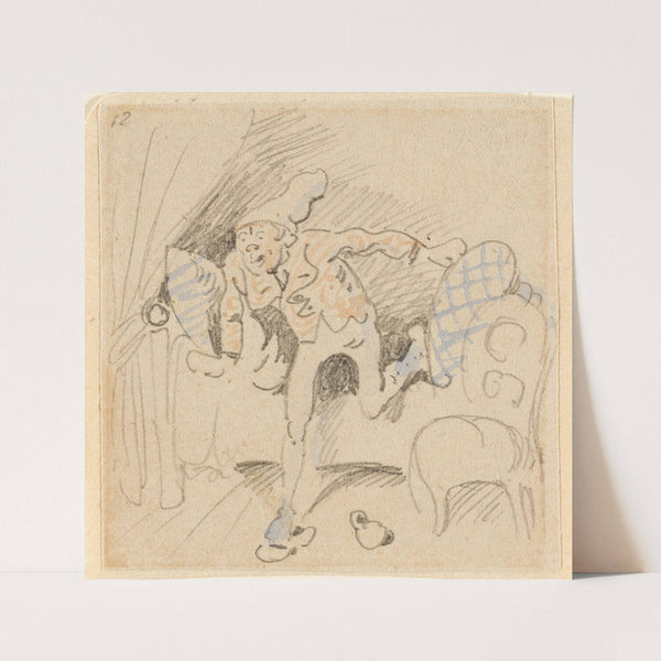 Die gestörte, aber glücklich wieder errungene Nachtruhe (Der Floh); 12 (1862) by Wilhelm Busch