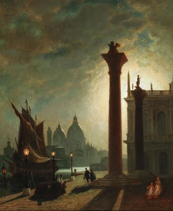 Die Granitsäulen auf der Piazzetta in Venedig