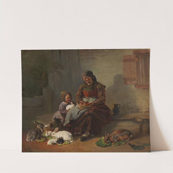 Die Hasenfütterung (1845) by Friedrich Voltz