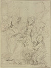 Die Heilige Familie, der Heilige Joseph liest in einem Buch, der Johannesknabe betet das Jesuskind an