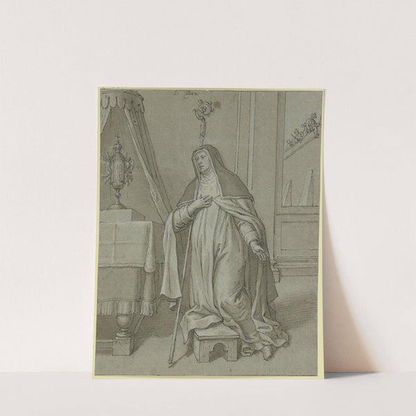 Die Heilige Klara von Assisi vor der Hostie kniend by Pieter van Lint