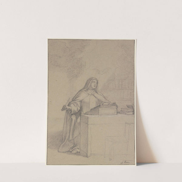 Die Heilige Lucilia vom Heiligen Geist inspiriert am Pulte schreibend by Charles Le Brun