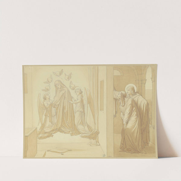 Die Heiligen Johannes der Evangelist und Dionysos, die im Gebet schwebende Maria beobachtend (1859) by Eduard von Steinle