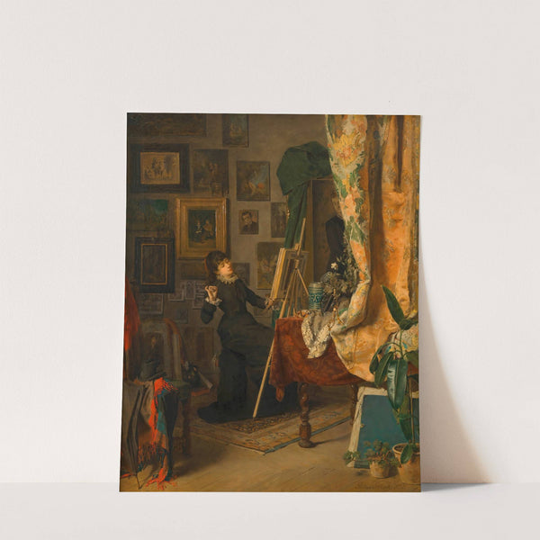 Die junge Malerin in ihrem Atelier by Julius Pollak