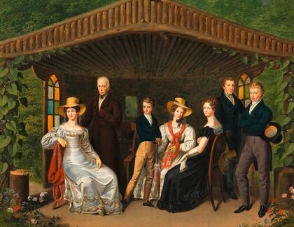 Die kaiserliche Familie um den Herzog von Reichstadt in einer Gartenlaube