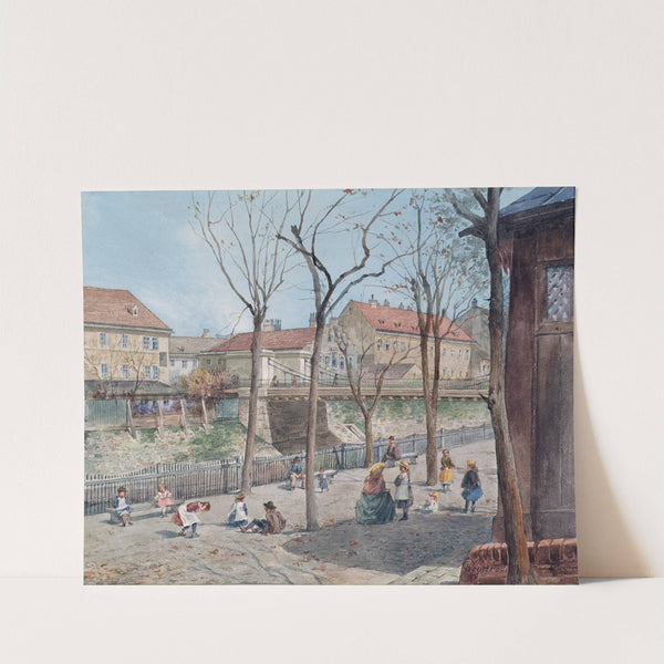 Die Kettenbrücke über den Wienfluß by Ferdinand Weckbrodt