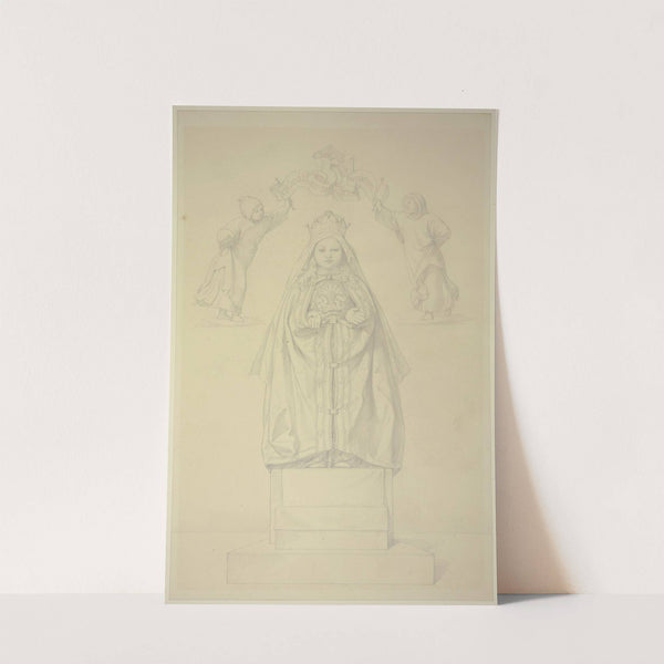 Die kleine Maria in eine Dalmatica gehüllt, über ihr zwei Engel mit Spruchband by Eduard von Steinle