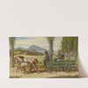 Die Landpartie; Schwind und Bauernfeld auf einem Leiterwagen by Moritz von Schwind
