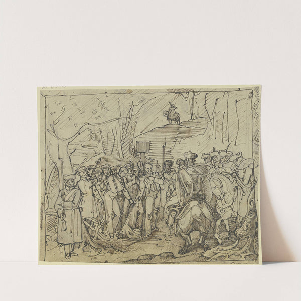 Die letzten zehn Soldaten vom vierten Regiment des polnischen Revolutionsheers betreten 1831 preußisches Gebiet by Ferdinand Fellner