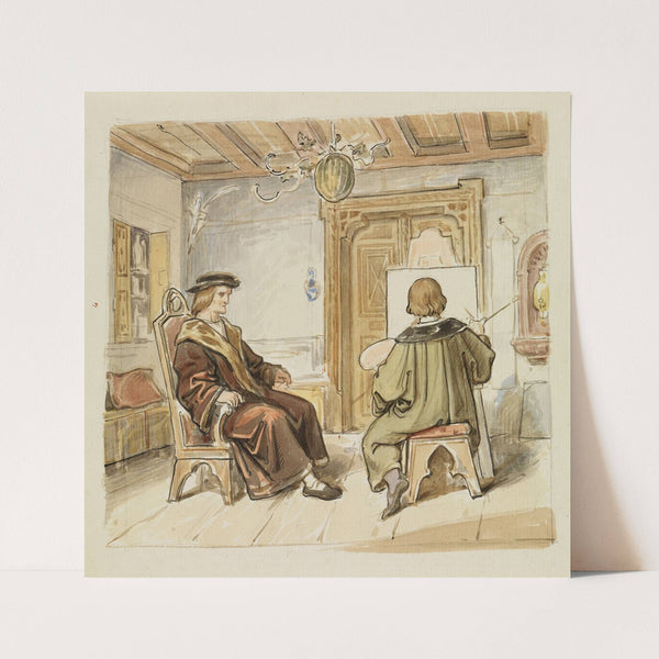 Die Malerei; Hans Baldung Grien porträtiert Markgraf Christoph von Baden by Moritz von Schwind