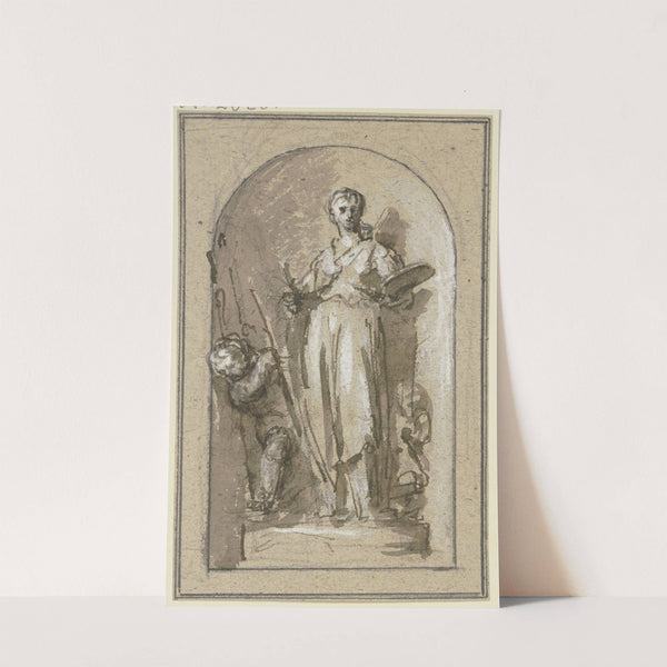 Die Malerei mit zwei Genien in einer Nische by Jacob de Wit