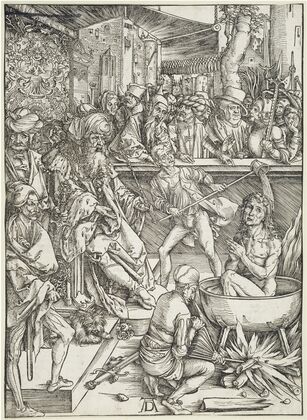 Die Marter des Evangelisten Johannes, aus der Folge der Apokalypse, Urausgabe Deutsch 1498