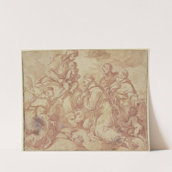 Die Muttergottes mit dem Jesuskind auf Wolken, umgeben von den Heiligen Antonius von Padua und Franziskus sowie zwei weiteren Heiligen by Antonio Balestra