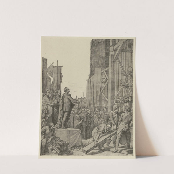 Die neueste Zeit (Aufsetzung der Kreuzblume) (circa 1900) by Eduard von Steinle