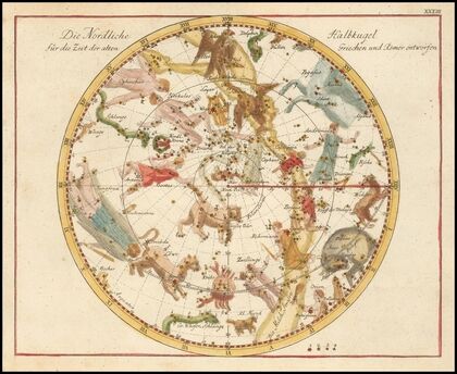 Die Nördliche Halbkugel für die Zeit der alten Griechen und Römer entworfen (1805)