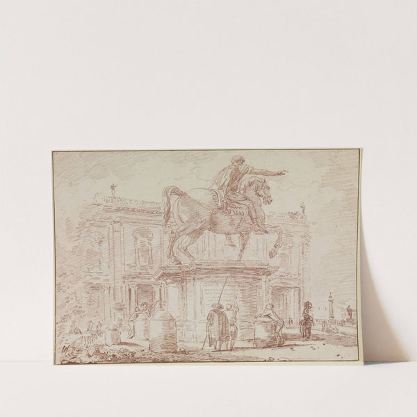 Die Reiterstatue Marc Aurels und der Konservatorenpalast in Rom (1762) by Hubert Robert