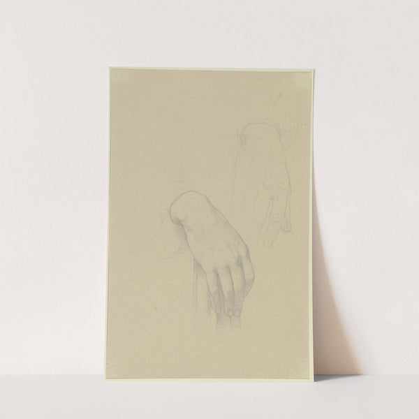 Die schön geformte rechte Hand eines Mannes, auf der Lehne eines Stuhls ruhend; daneben die Skizze einer derberen Hand by Eduard von Steinle