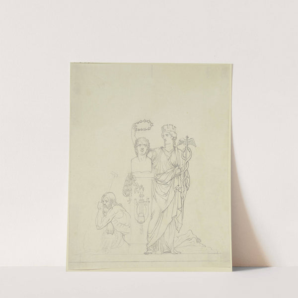 Die Stadt Frankfurt krönt die Büste des Großherzogs; Entwurf für ein Denkmal für Karl von Dalberg (ca 1810) by Peter von Cornelius