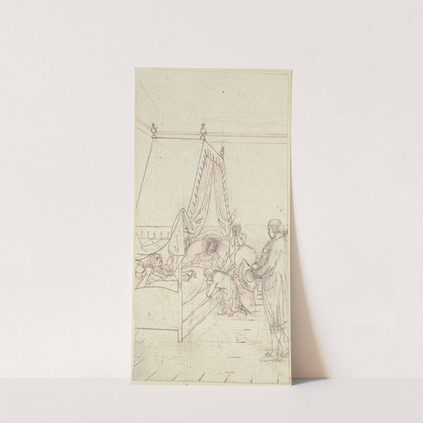 Die sterbende Clarissa in einem großen Himmelbett by Daniel Nikolaus Chodowiecki