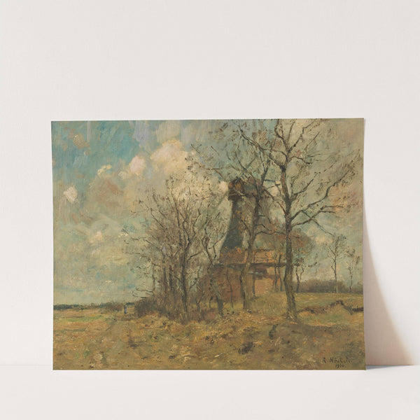 Die Wedeler Mühle unter Bäumen by Rudolf Höckner