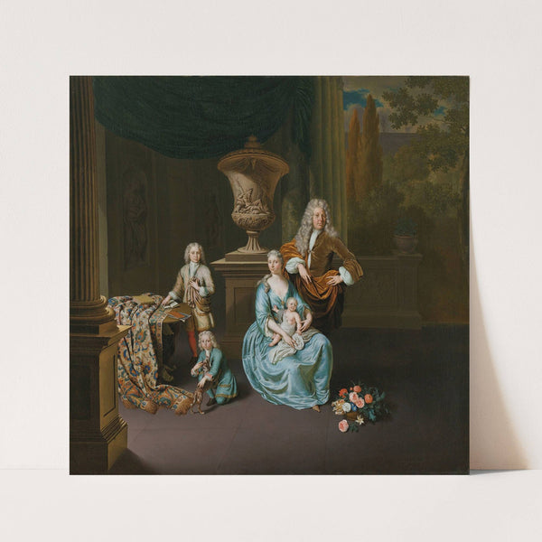 Diederik Baron van Leyden van Vlaardingen (1695-1764). Burgomaster of Leiden, with his Wife Sophia Dina de Rovere and their Sons Pieter, Jan en Adriaan Pompejus by Willem Van Mieris