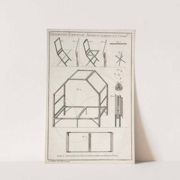 Differentes especes de sieges et de lits ployants ou de campagne. (1769-1774) by André Jacob Roubo