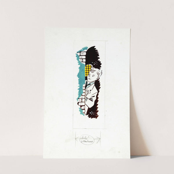 Dikkie kijkt vanachter een stenen muur by Eddy de Smet