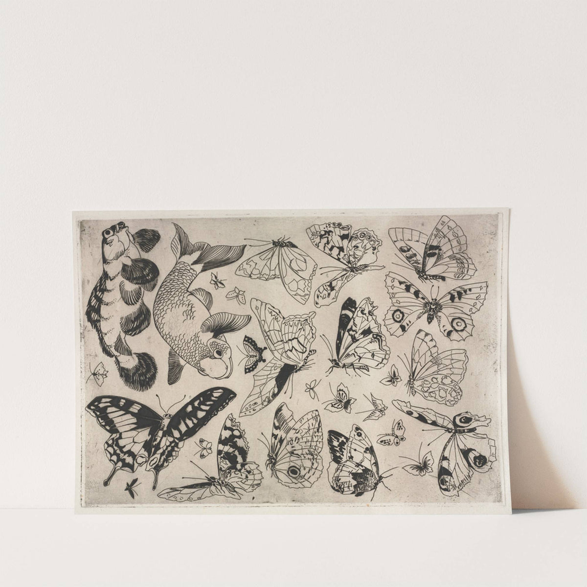 Dinner Service (Rousseau service); Butterflies and Fish (no. 16) (1866) by Félix Bracquemond