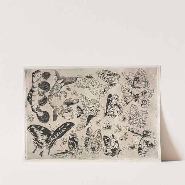 Dinner Service (Rousseau service); Butterflies and Fish (no. 16) (1866) by Félix Bracquemond