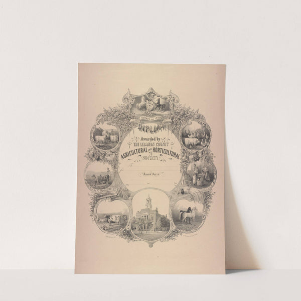 Diploma awarded by the Lebanon County Agricultural and Horticultural Society (1858) by James Fuller Queen