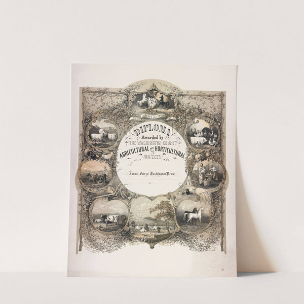 Diploma awarded by the Washington County Agricultural and Horticultural Society (1858) by James Fuller Queen