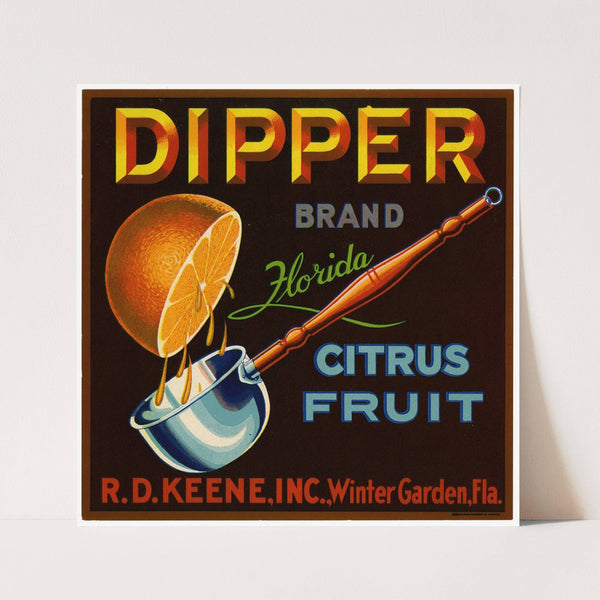 Dipper Brand Florida Citrus Fruit Label (1940s)