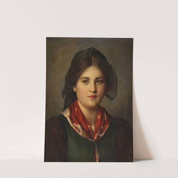 Dirndl mit Spitzenhaube (1880-90) by Franz von Defregger