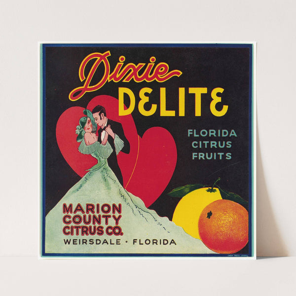 Dixie Delite Florida Citrus Fruit Label (1940s)