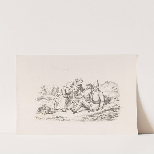 Doctor and nurse tend to wounded on battlefield by Wilhelmus Petrus van Geldorp