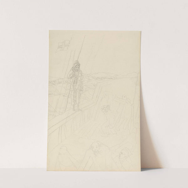 Døden på skipsrekken og figurer med fortrukne ansikter by Christian Krohg