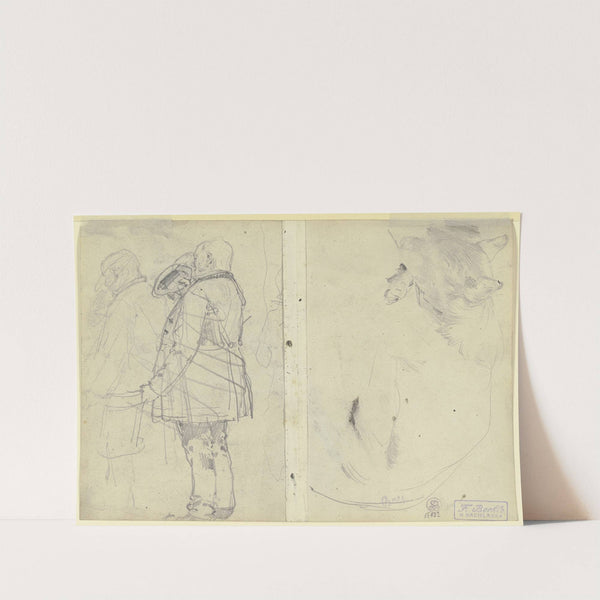 Dog and figures by Fritz Boehle