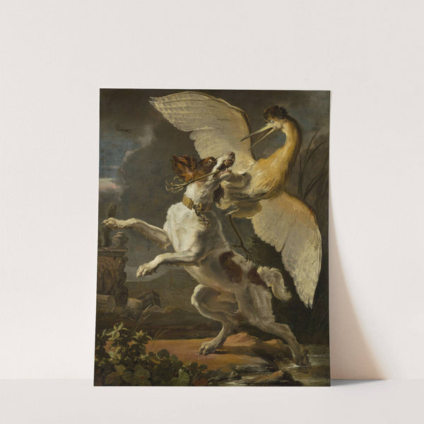 Dog fighting a heron (1667) by Abraham Hondius