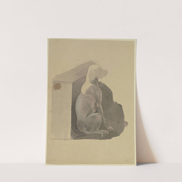 Dog in front of its hut by Jakob Becker