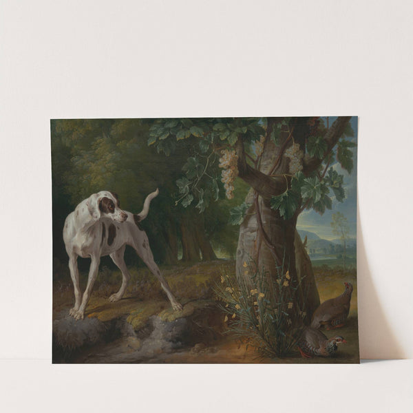 Dog Pointing Partrideges in a Landscape (1719) by Alexandre François Desportes