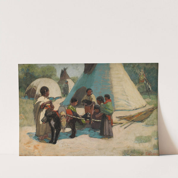 Dog Travois;Blackfoot Camp by Edwin Willard Deming