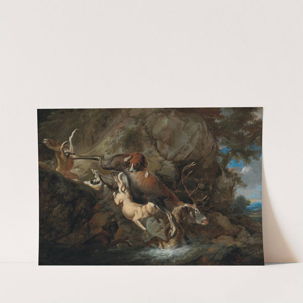 Dogs attacking a stag by Carl Borromäus Andreas Ruthart