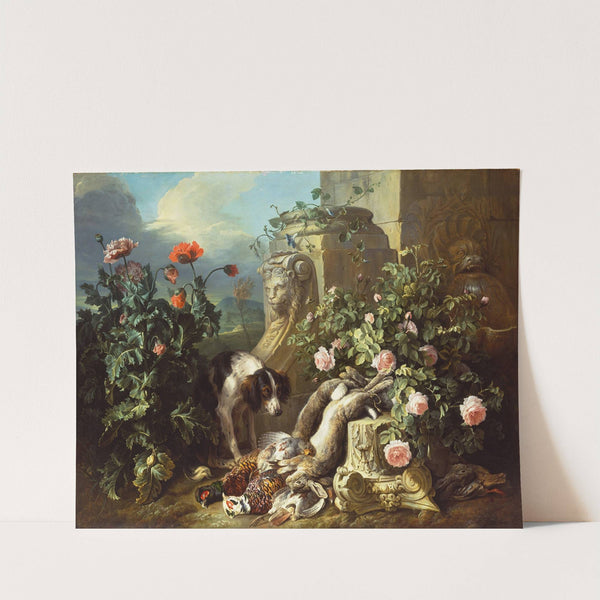 Dogs with Flowers and Dead Game (c. 1715) by Alexandre François Desportes